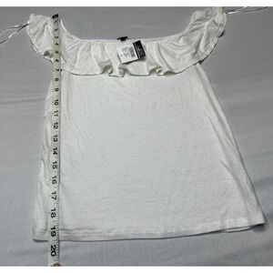 Rue 21 Ambiance White Ribbed Ruffle Off The Shoulder Top Large NWT
